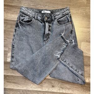 ZARA Grey Wash Raw Hem Jeans | Size USA 4